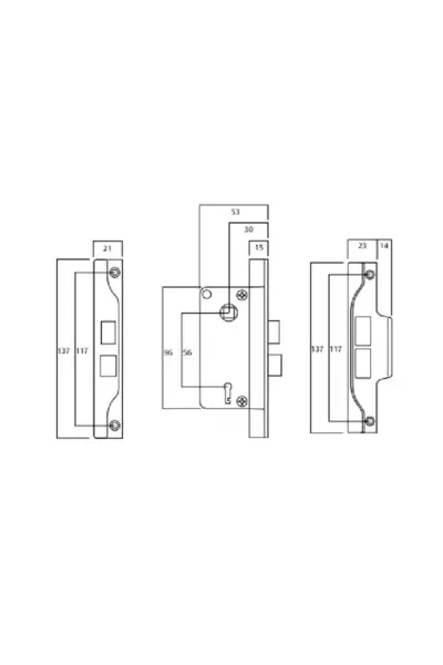 LOCKWOOD NARROW MORTICE LOCK - 30mm BACKSET - Image 3