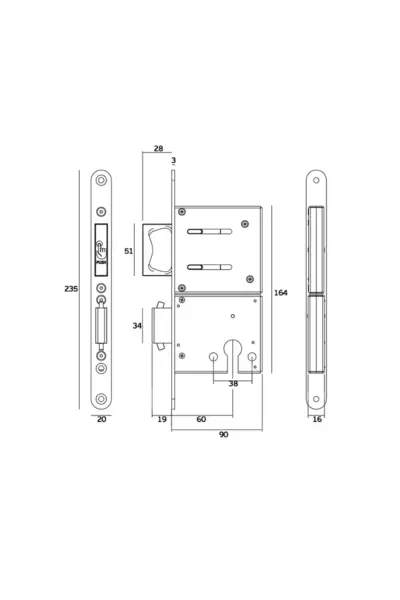 JNF EURO SLIDING DOOR LOCK WITH RETRACTABLE HANDLE - IN.20.501 - Image 4